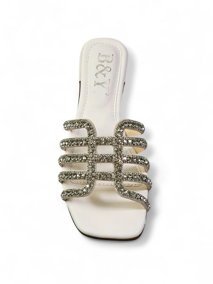 Muse White Low Heel Slip-on Sandal