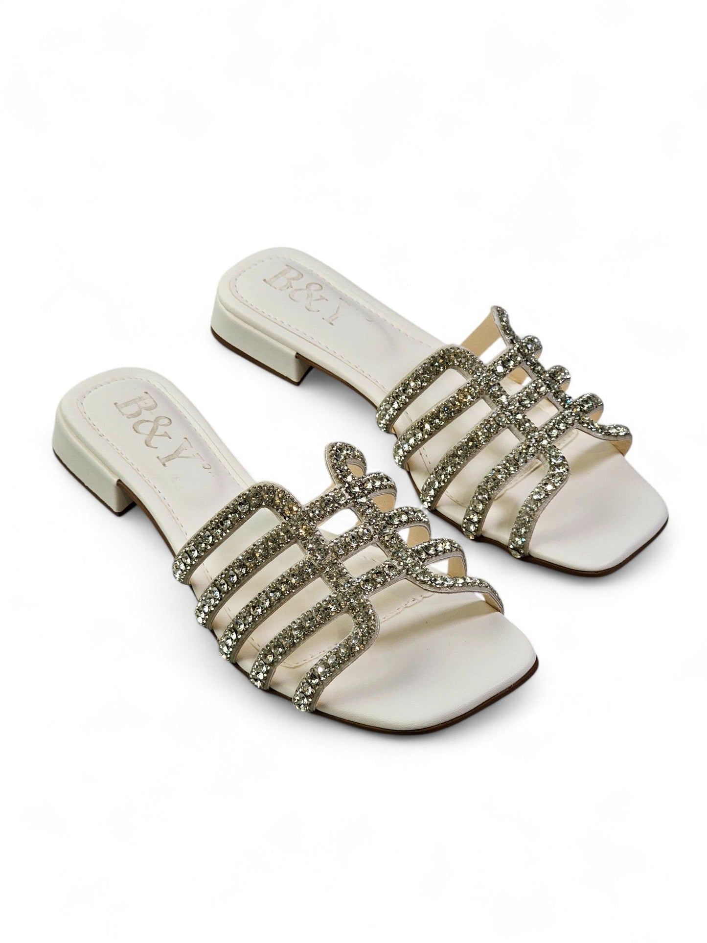 Muse White Low Heel Slip-on Sandal