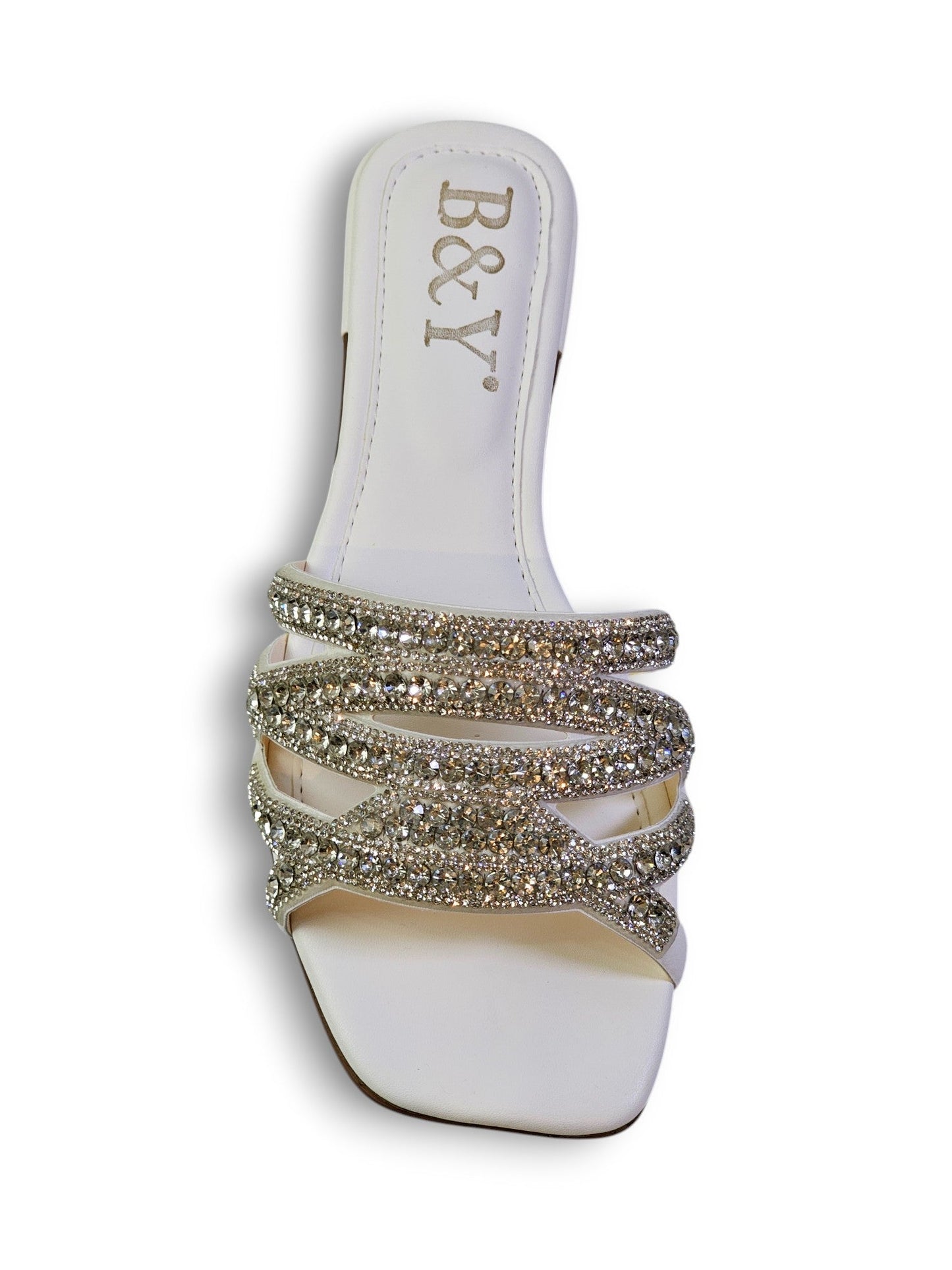 Flame White Low Heel Slip-on Sandal