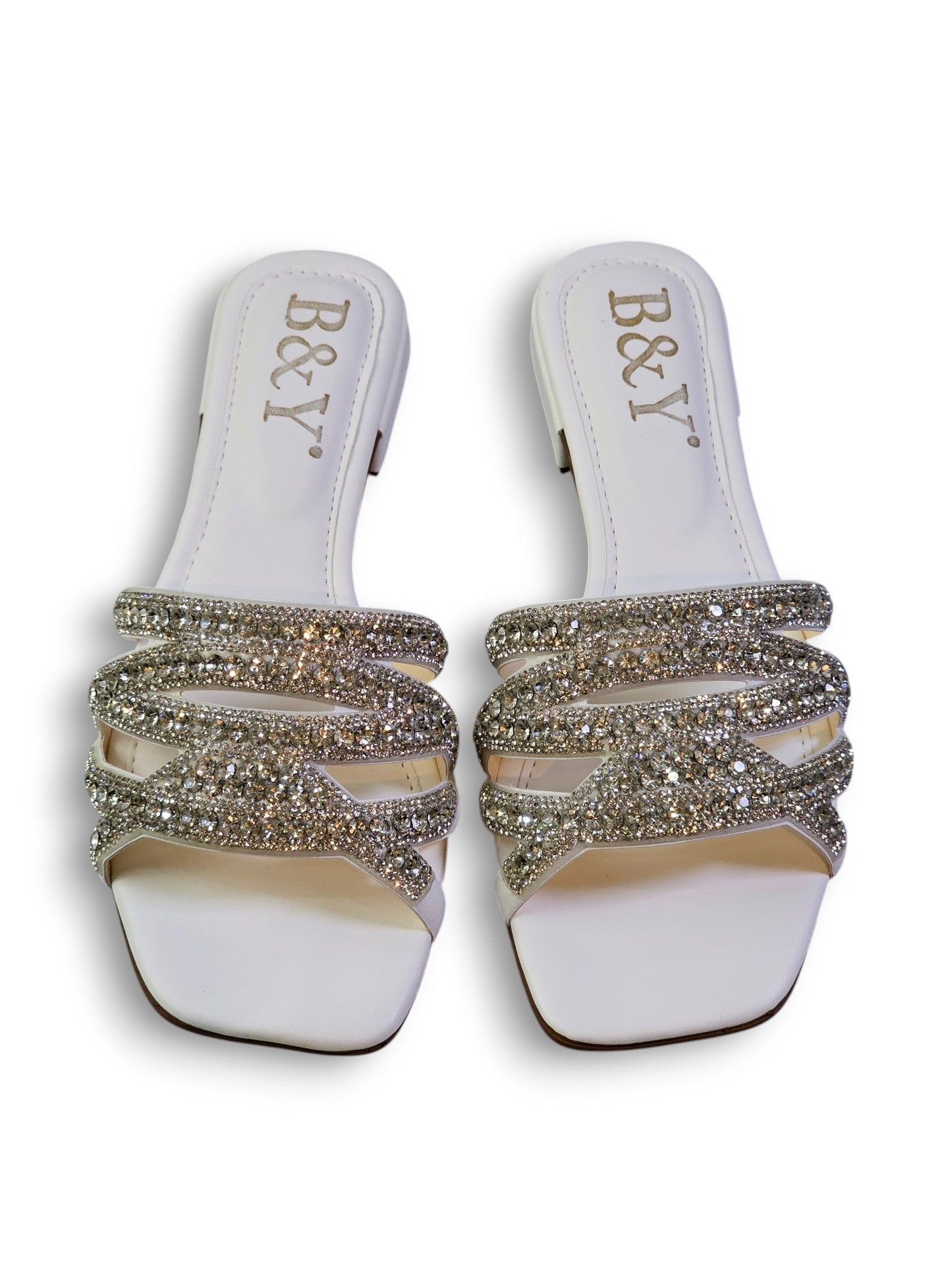 Flame White Low Heel Slip-on Sandal