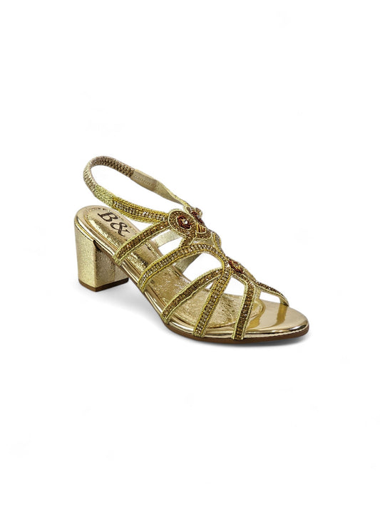Cloud Golden Mid Heel Sandal