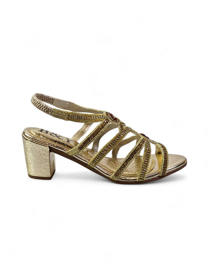 Cloud Golden Mid Heel Sandal