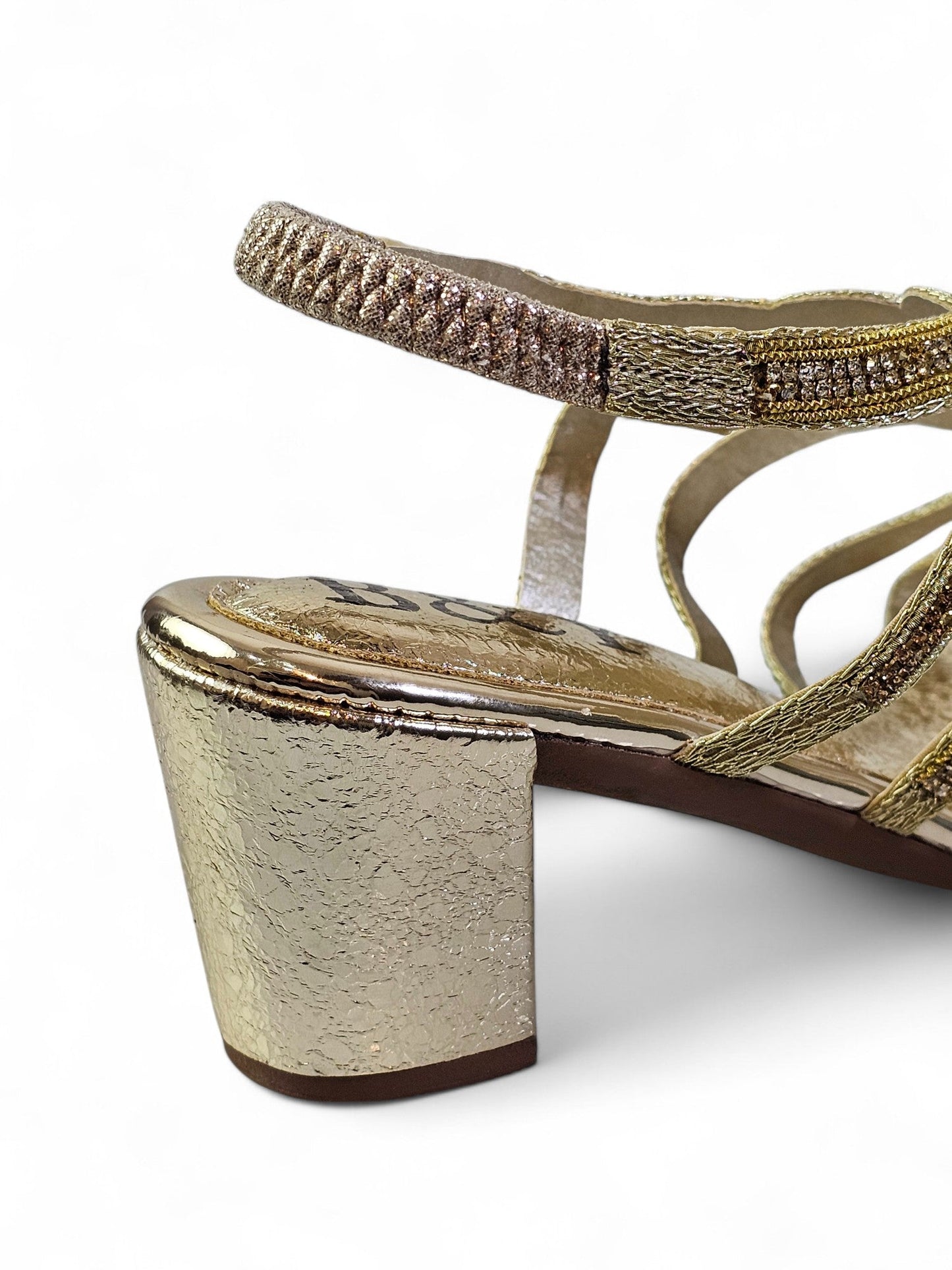 Cloud Golden Mid Heel Sandal