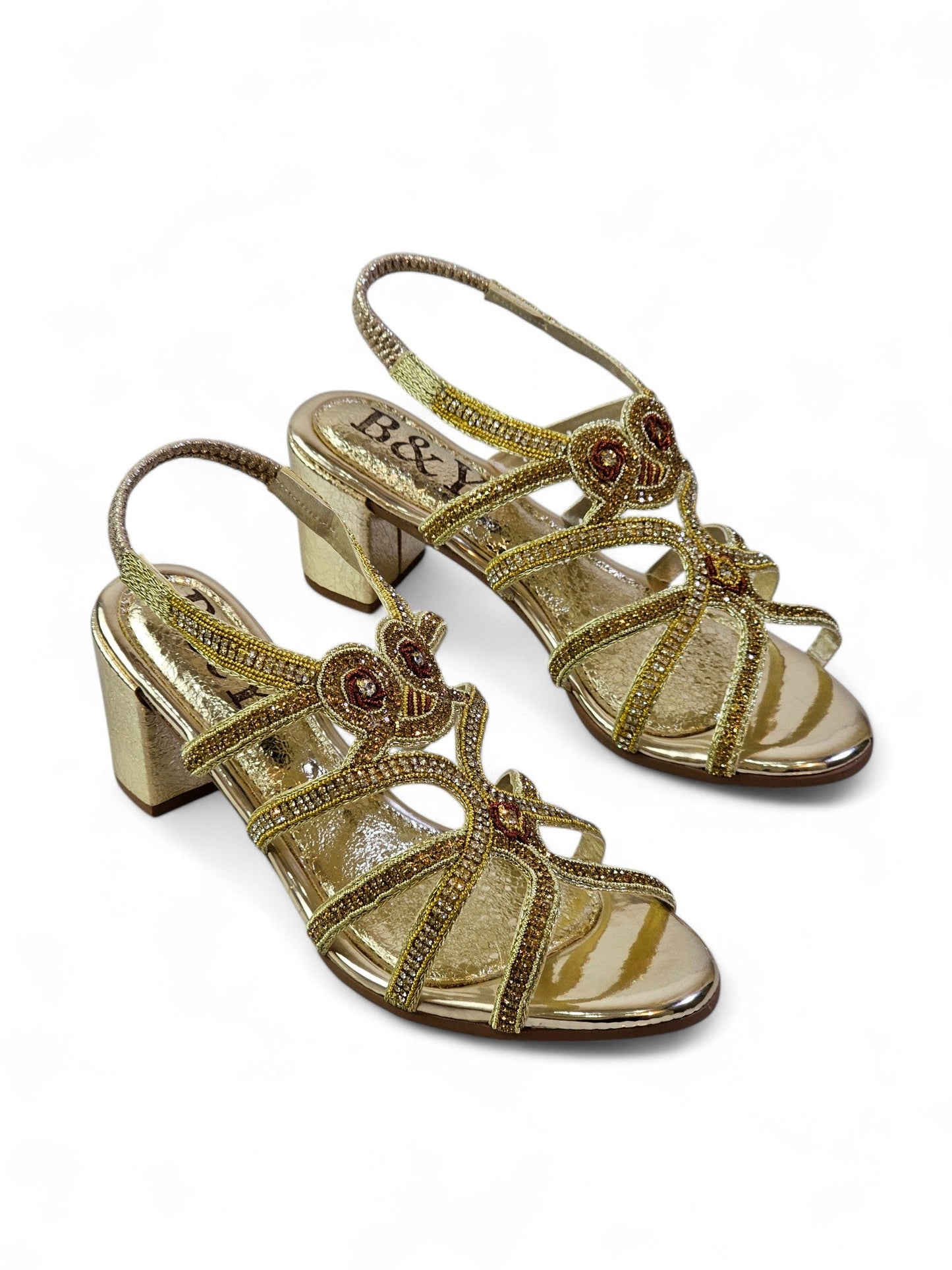 Cloud Golden Mid Heel Sandal