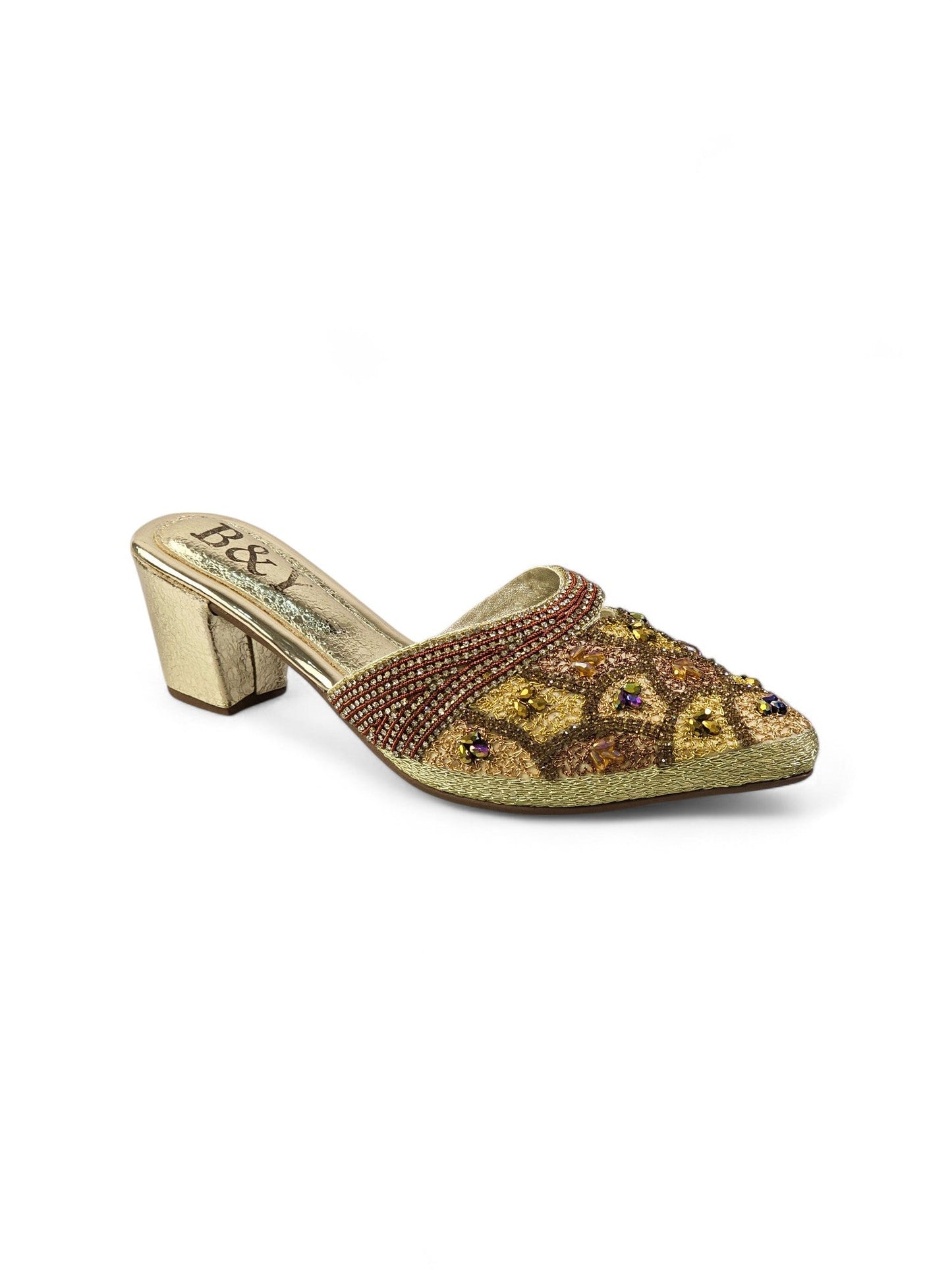 Zamirae Golden Mid Heel Mule