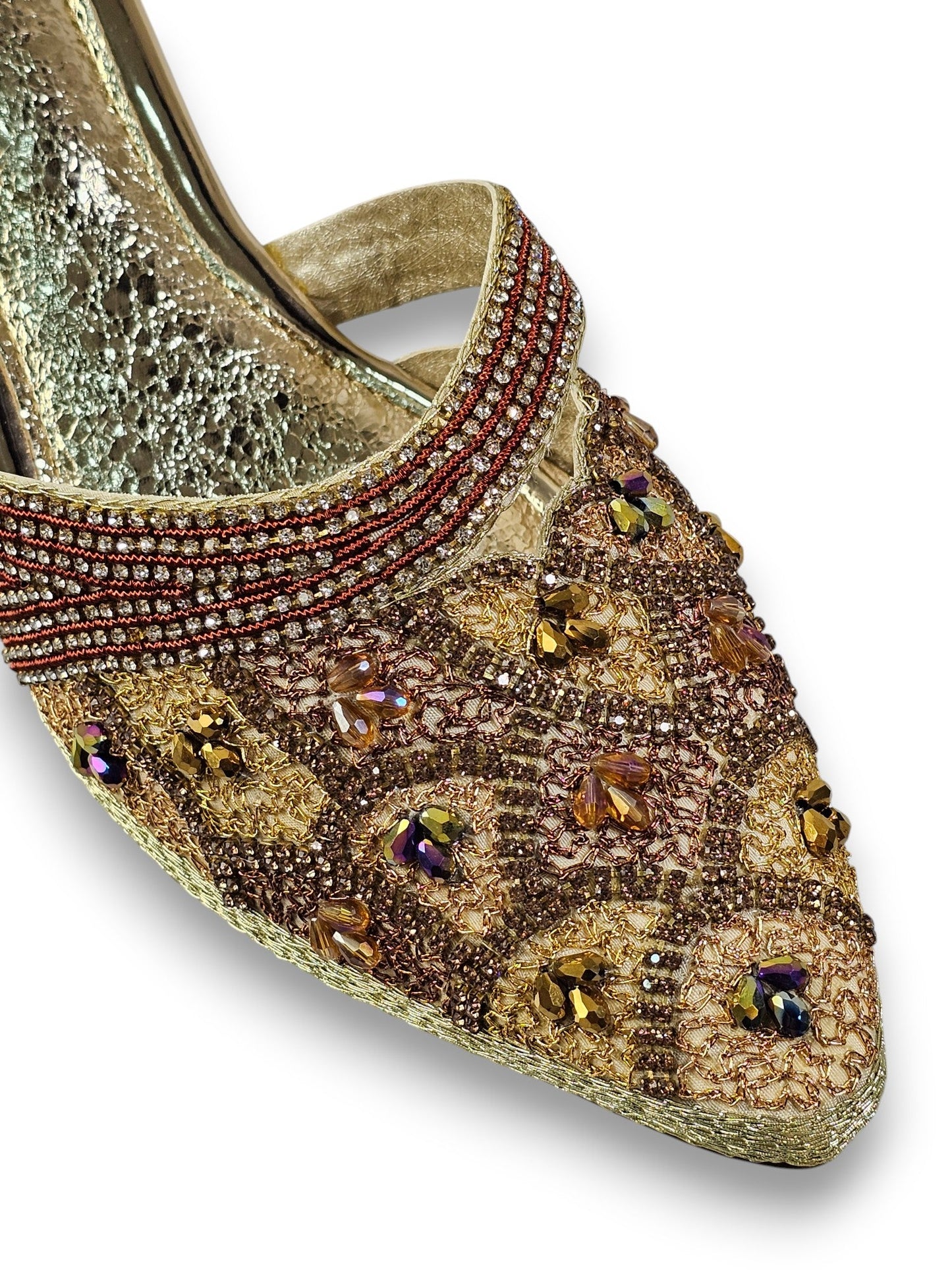 Zamirae Golden Mid Heel Mule
