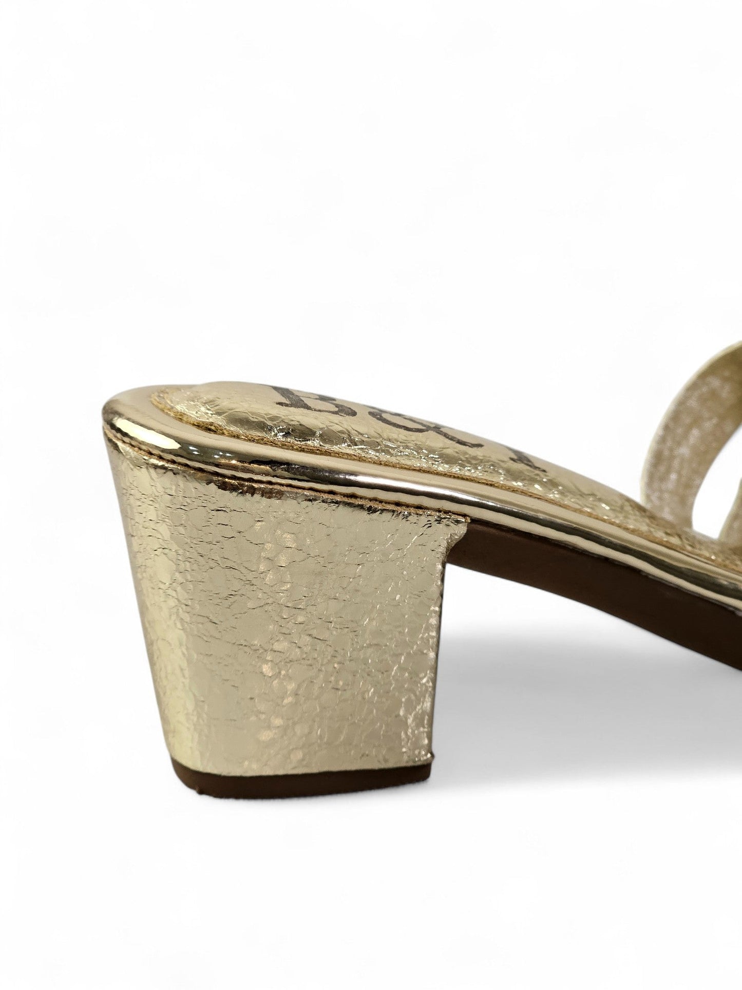 Zamirae Golden Mid Heel Mule
