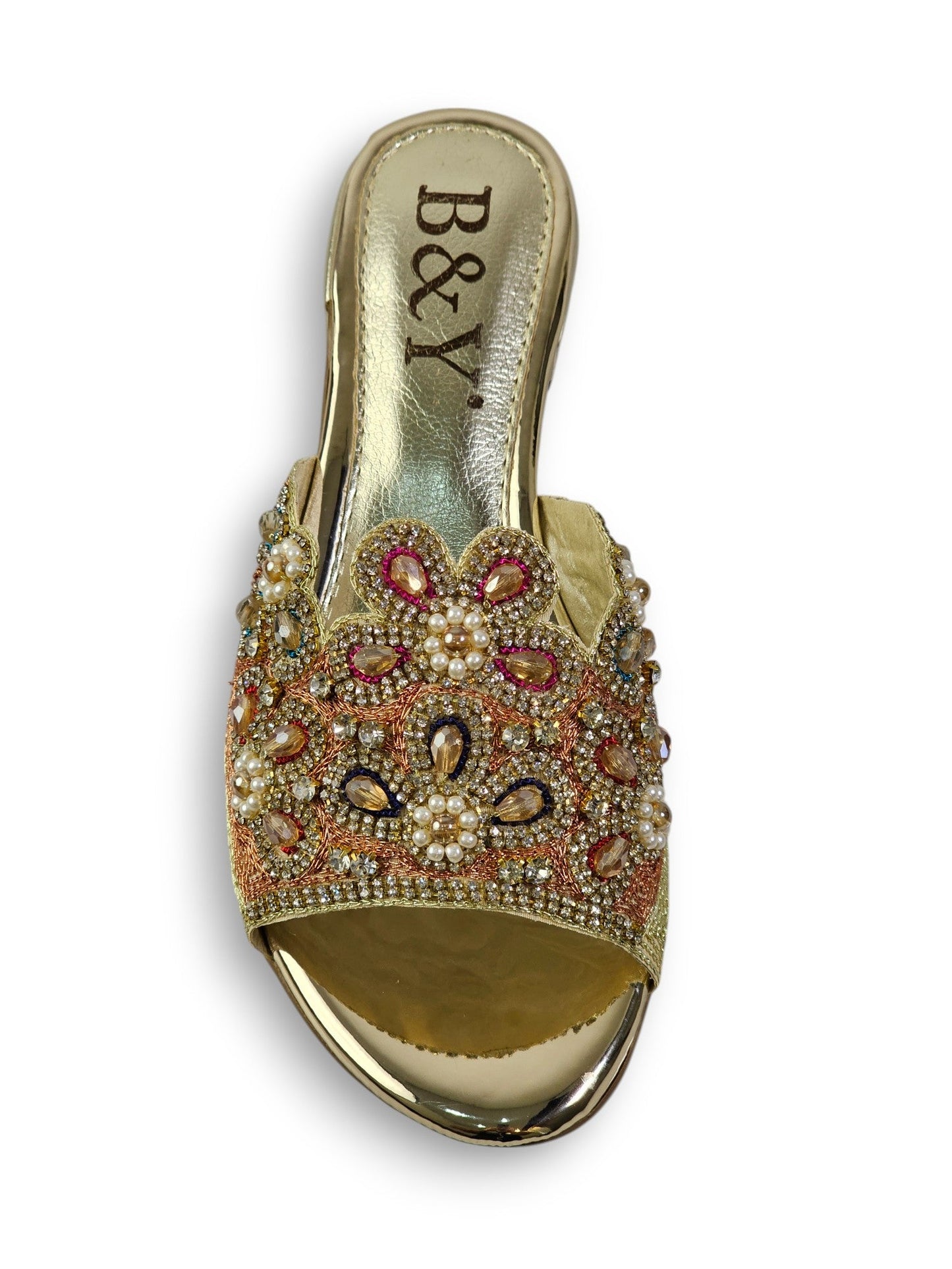 Eloura Golden Block Heel Slip-on Sandal