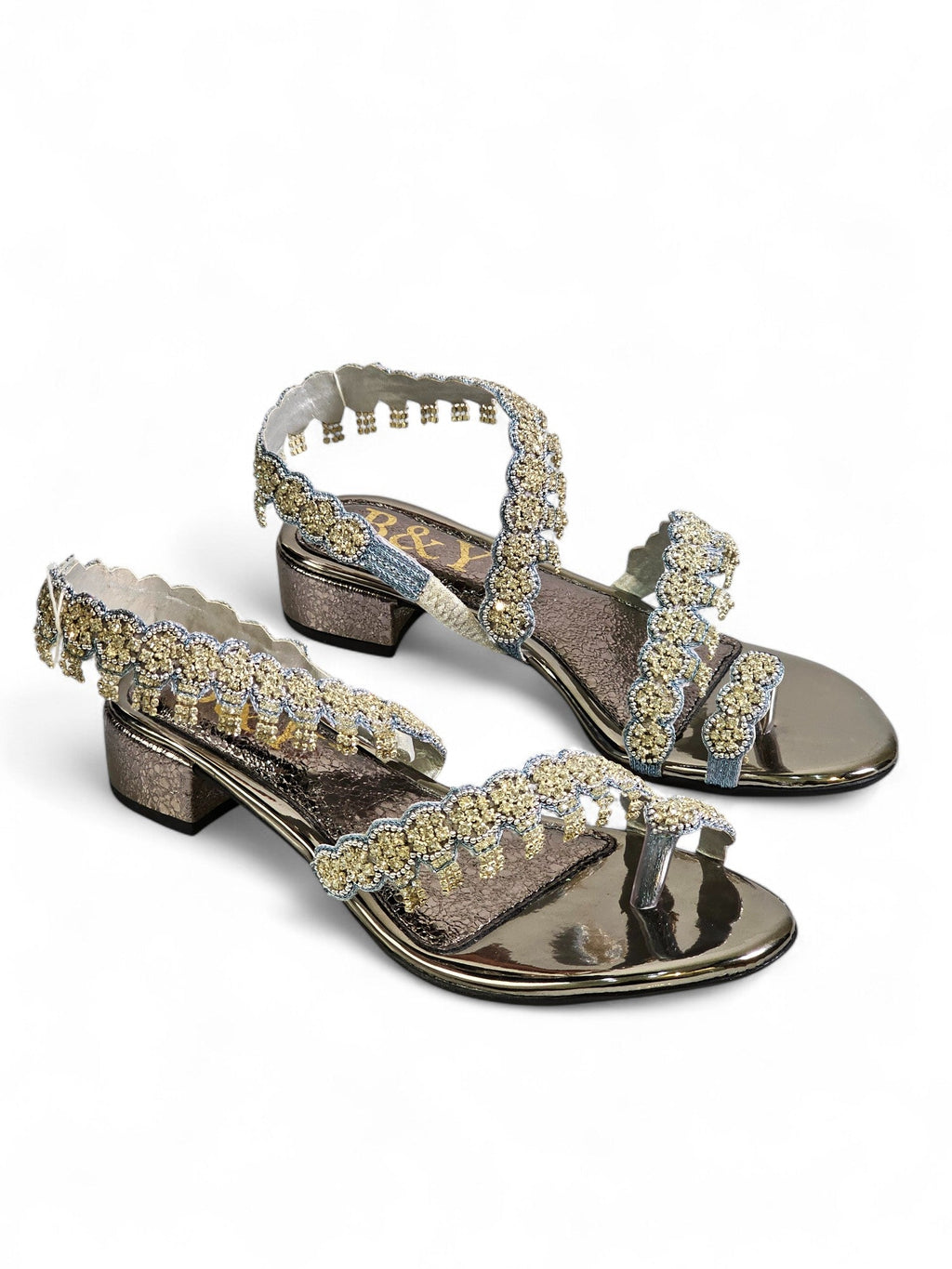 Trace Silver Block Heel Sandal