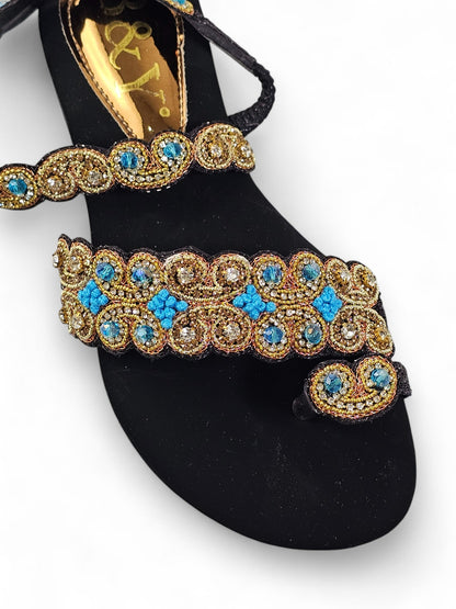 Orvella Black Flat Sandal