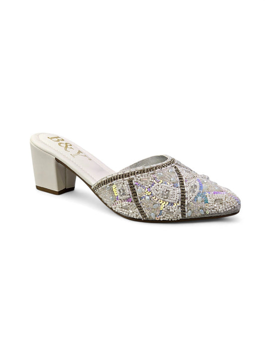 Sorelle White Mid Heel Mule