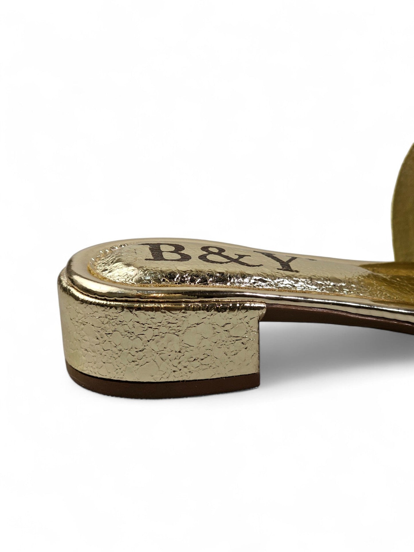 Wisp Golden Block Heel Slip-on Sandal