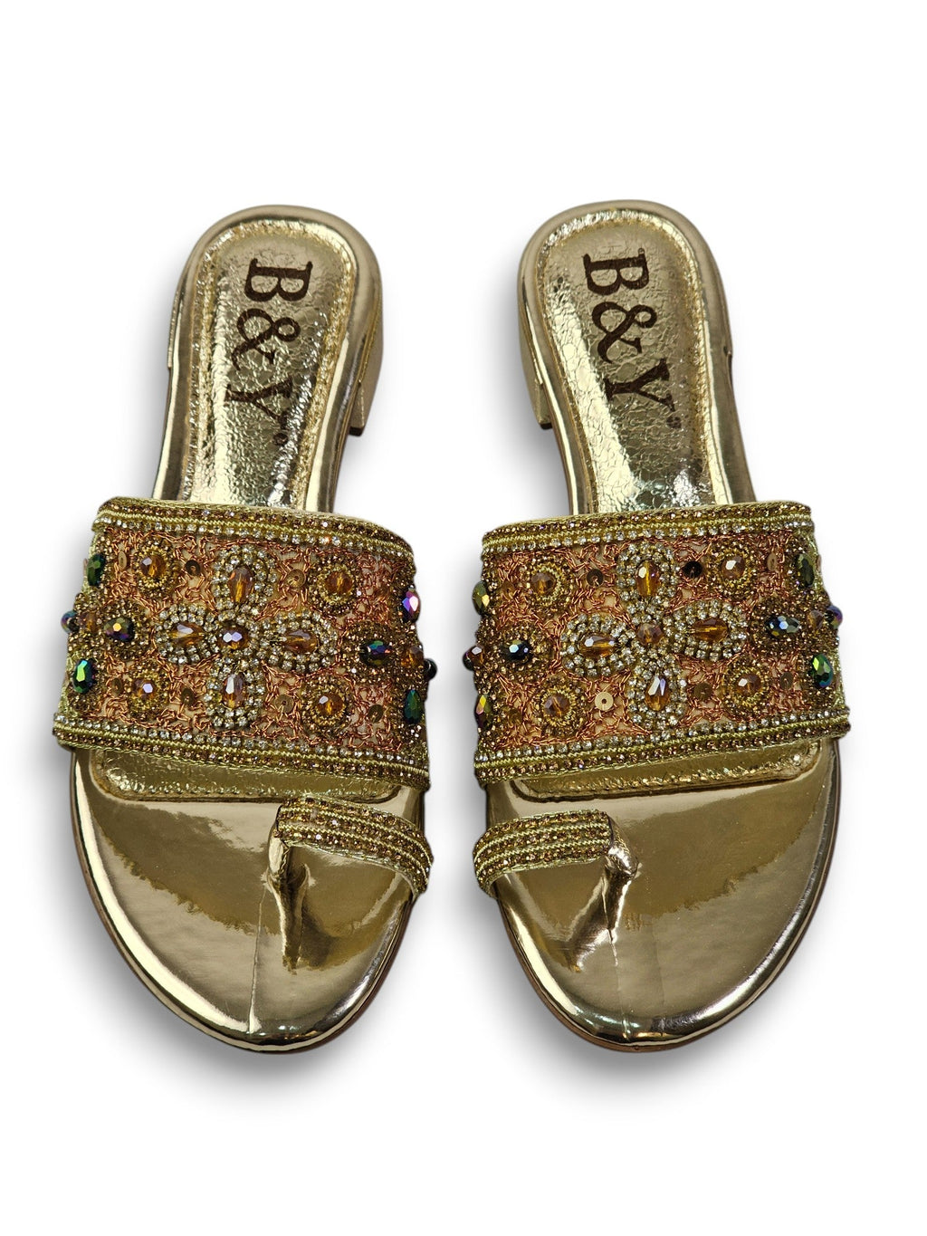 Wisp Golden Block Heel Slip On Sandal