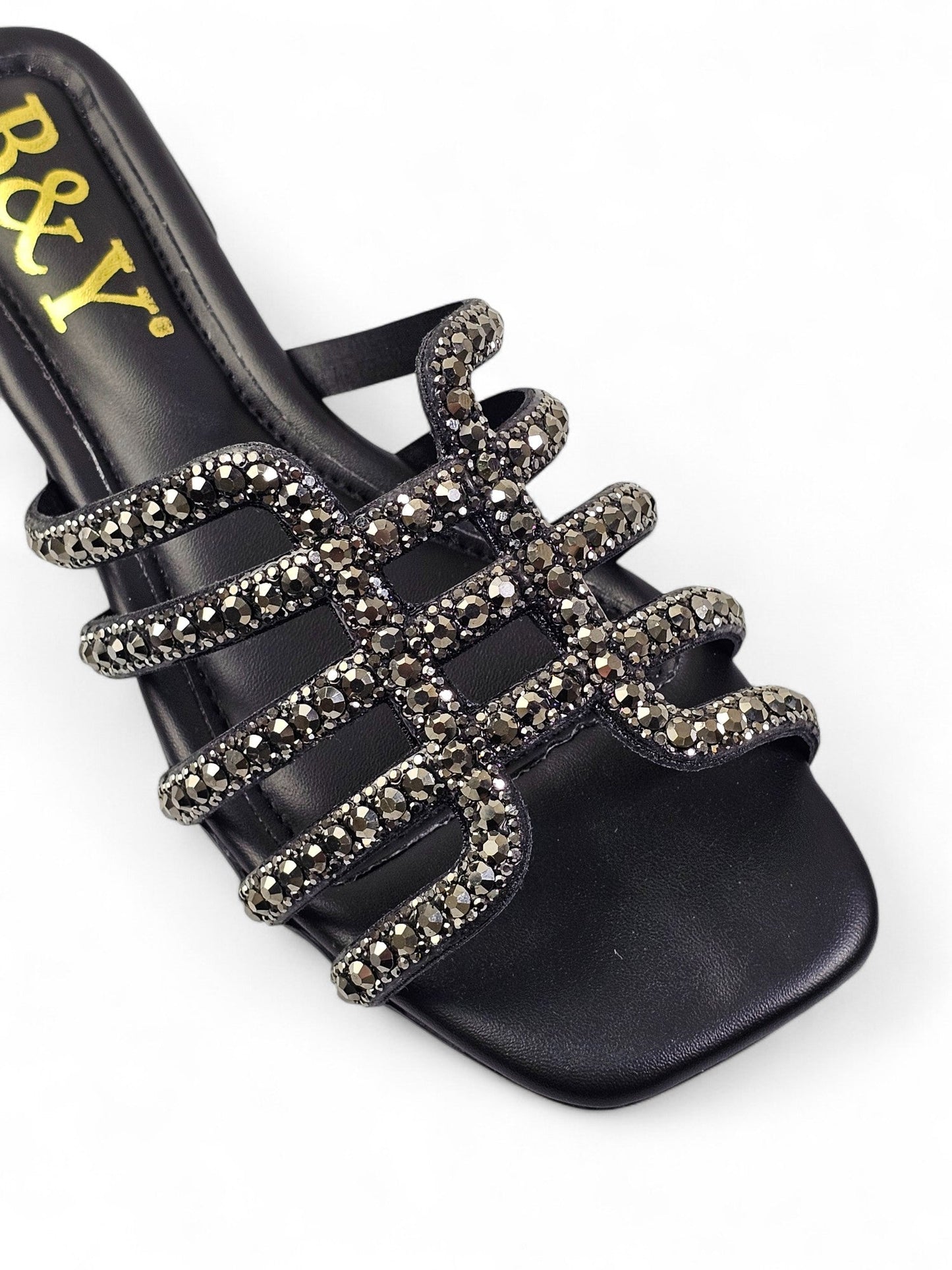 Muse Black Low Heel Slip-on Sandal