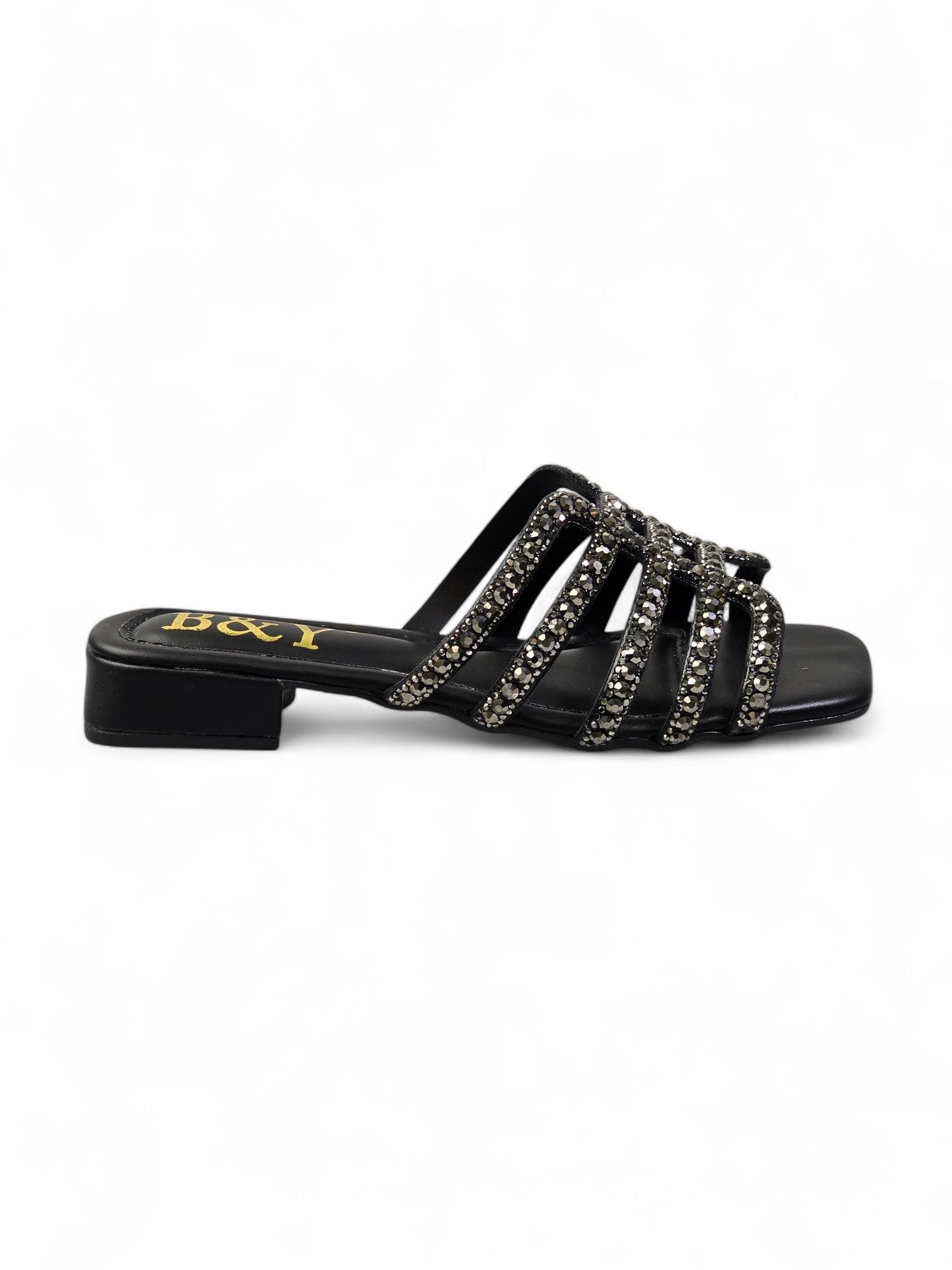 Muse Black Low Heel Slip-on Sandal