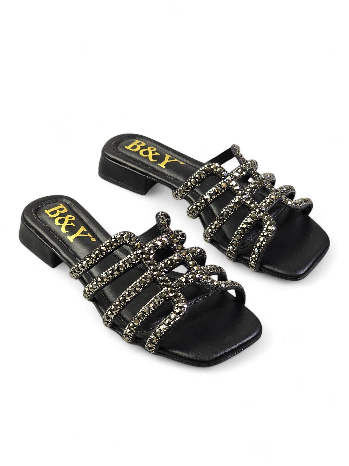 Muse Black Low Heel Slip-on Sandal