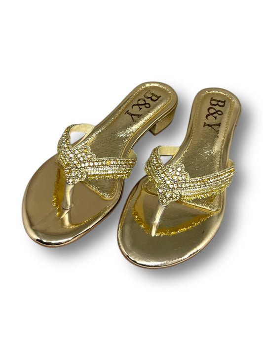 Crown Golden Block Heel Flip-Flop