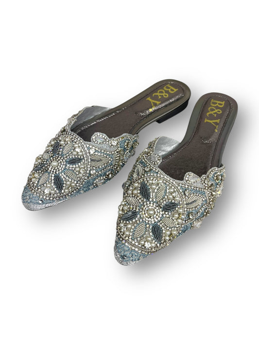 Zevela Silver Flat Mule