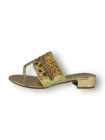 Halo Golden Block Heel Flip-Flop