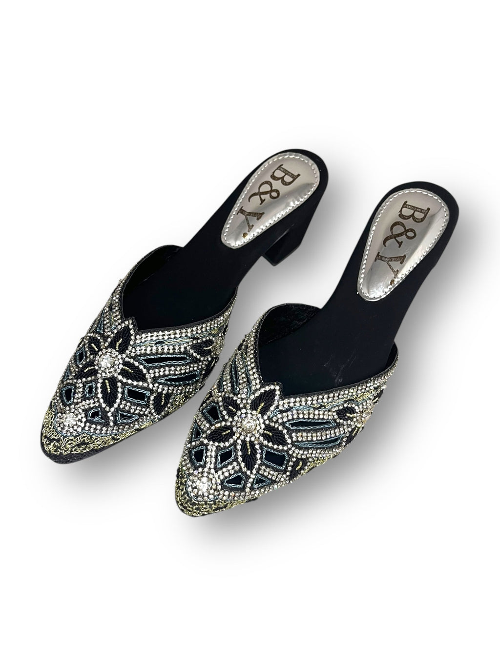 Delisse Black Mid Heel Mule