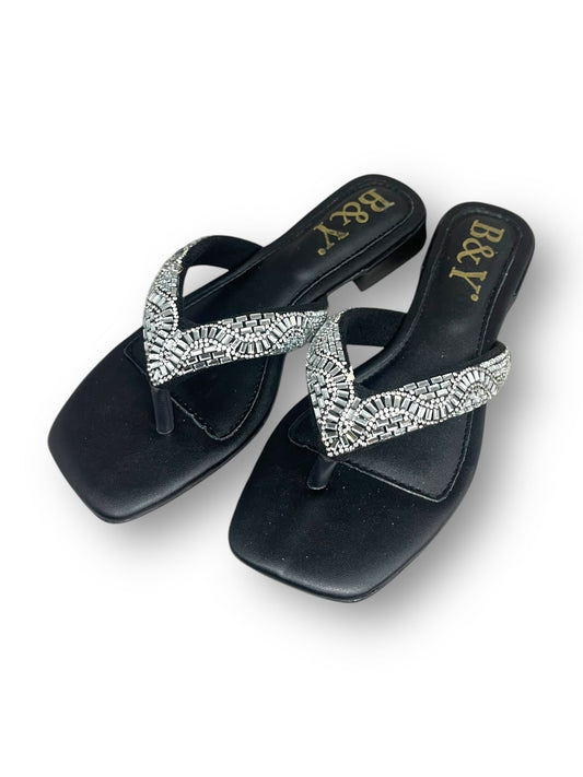 Glimmer Black Low Heel Flip-Flop