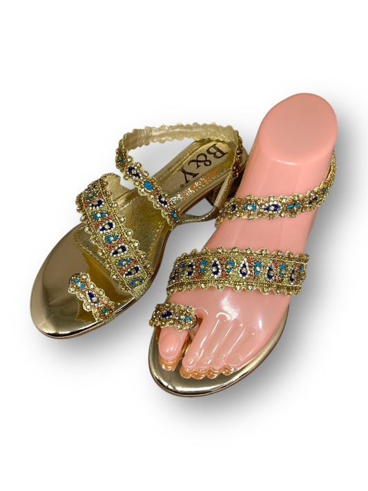 Ember Golden Block Heels  Sandal