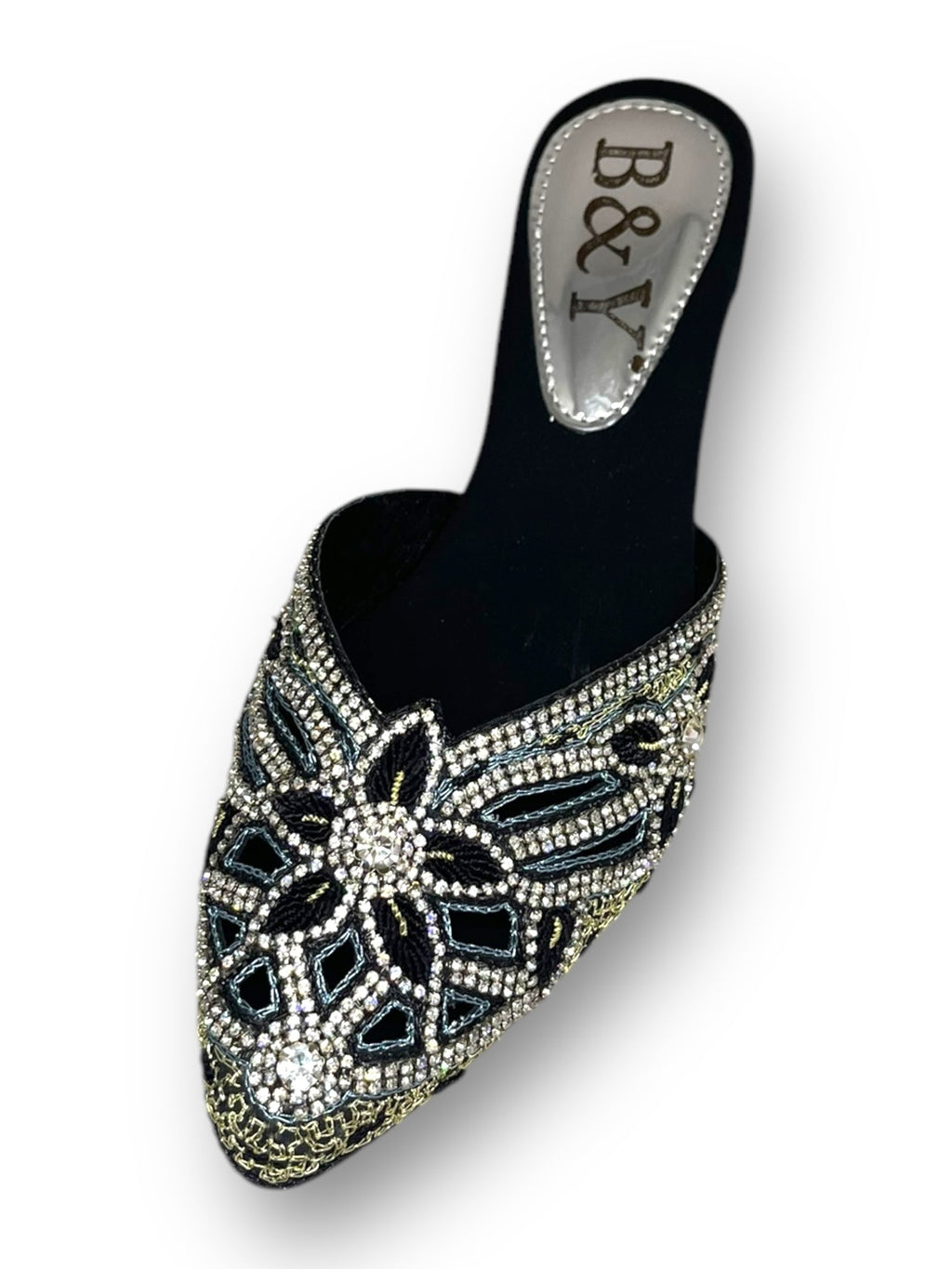 Delisse Black Mid Heel Mule