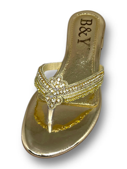 Crown Golden Block Heel Flip-Flop