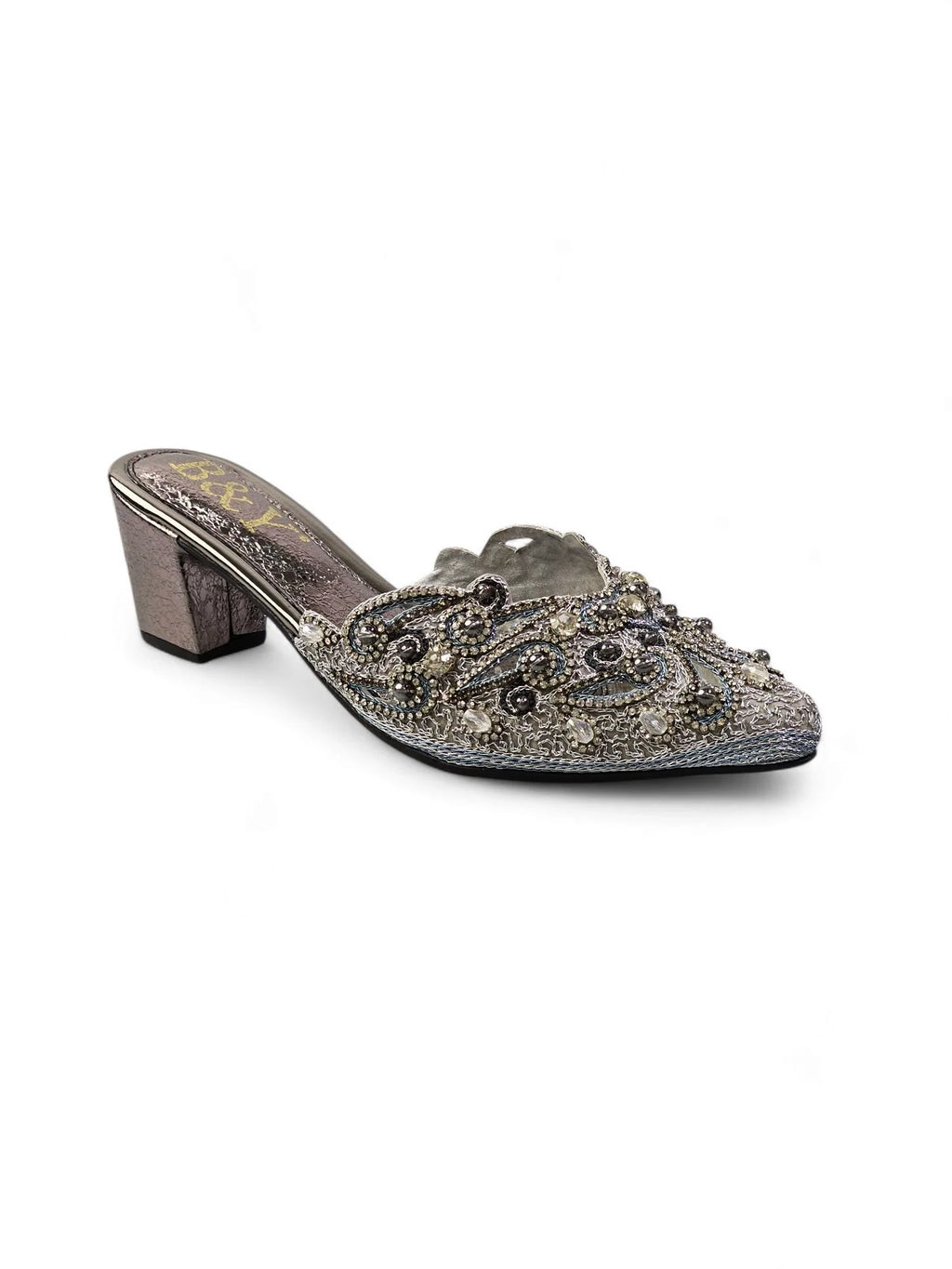 Serava Silver Mid Heel Mule