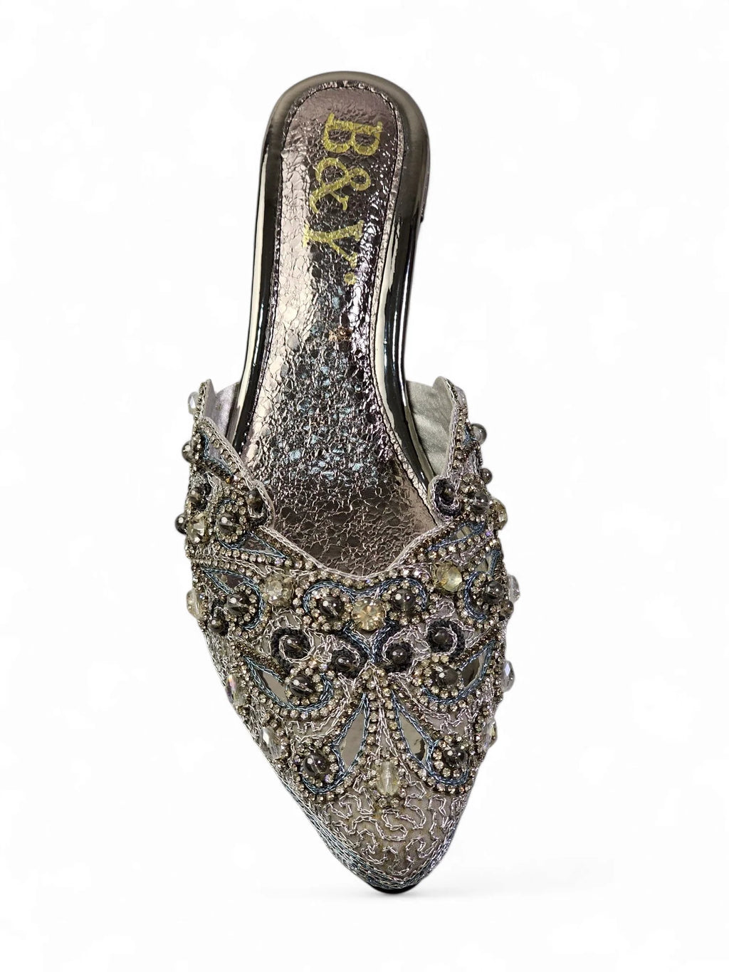 Serava Silver Mid Heel Mule