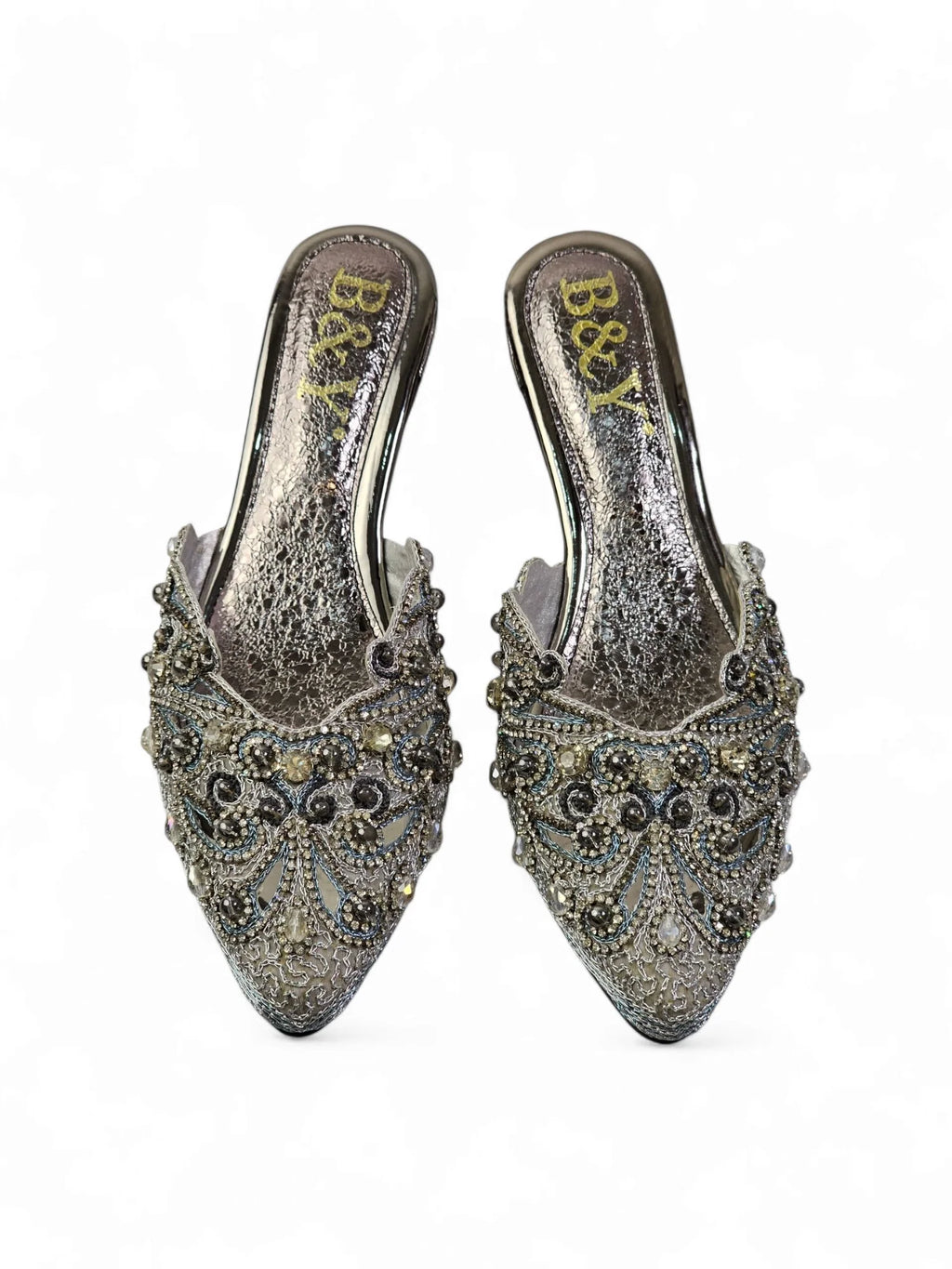 Serava Silver Mid Heel Mule