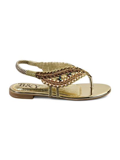 Dalurea Golden Flat Sandal