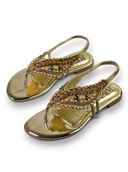 Dalurea Golden Flat Sandal