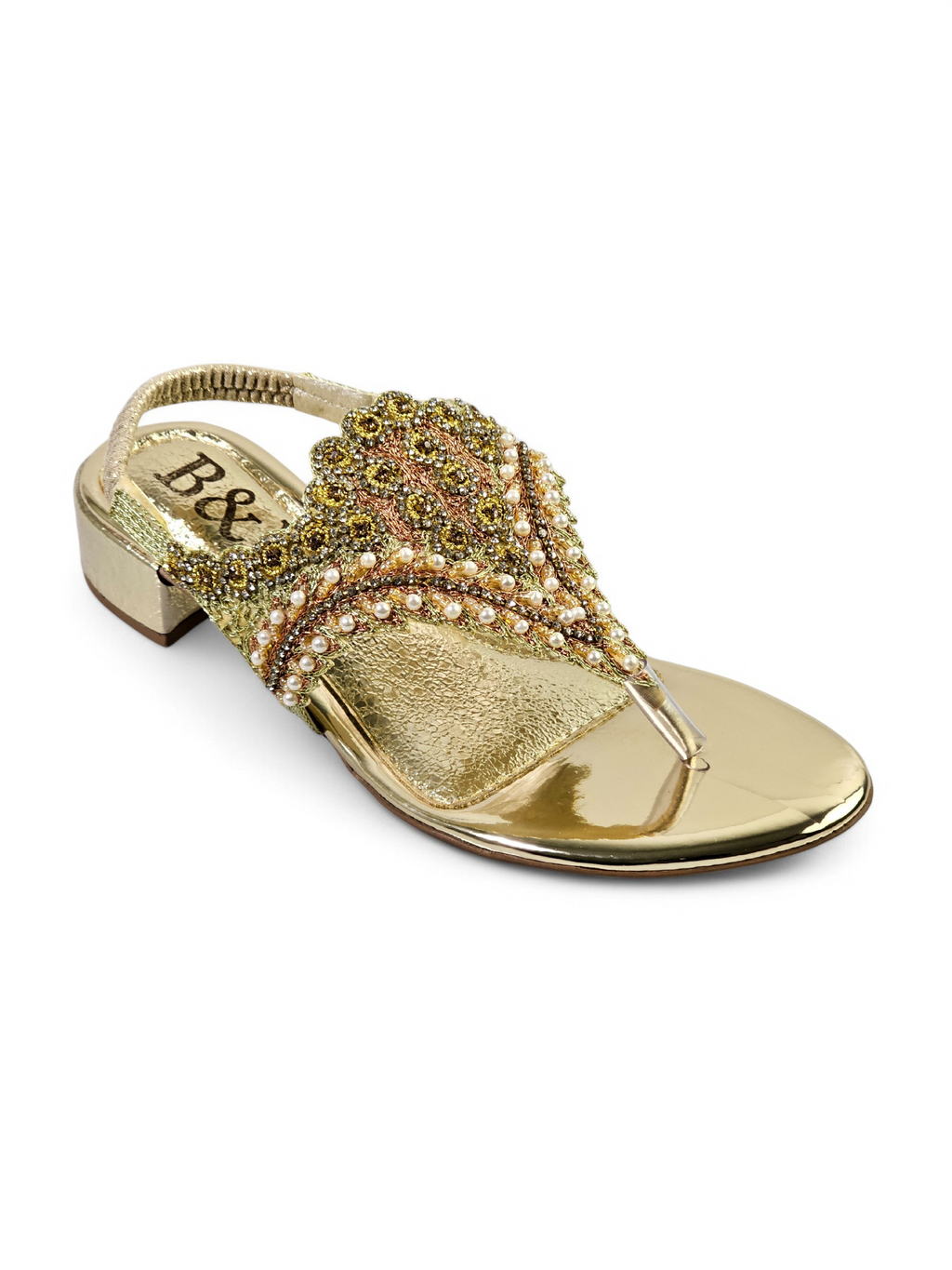 Cue Golden Block Heels Sandal - Bilwani & Yakoob