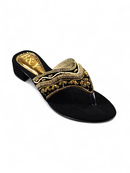 Zenith Black Block Heel Flip-Flop