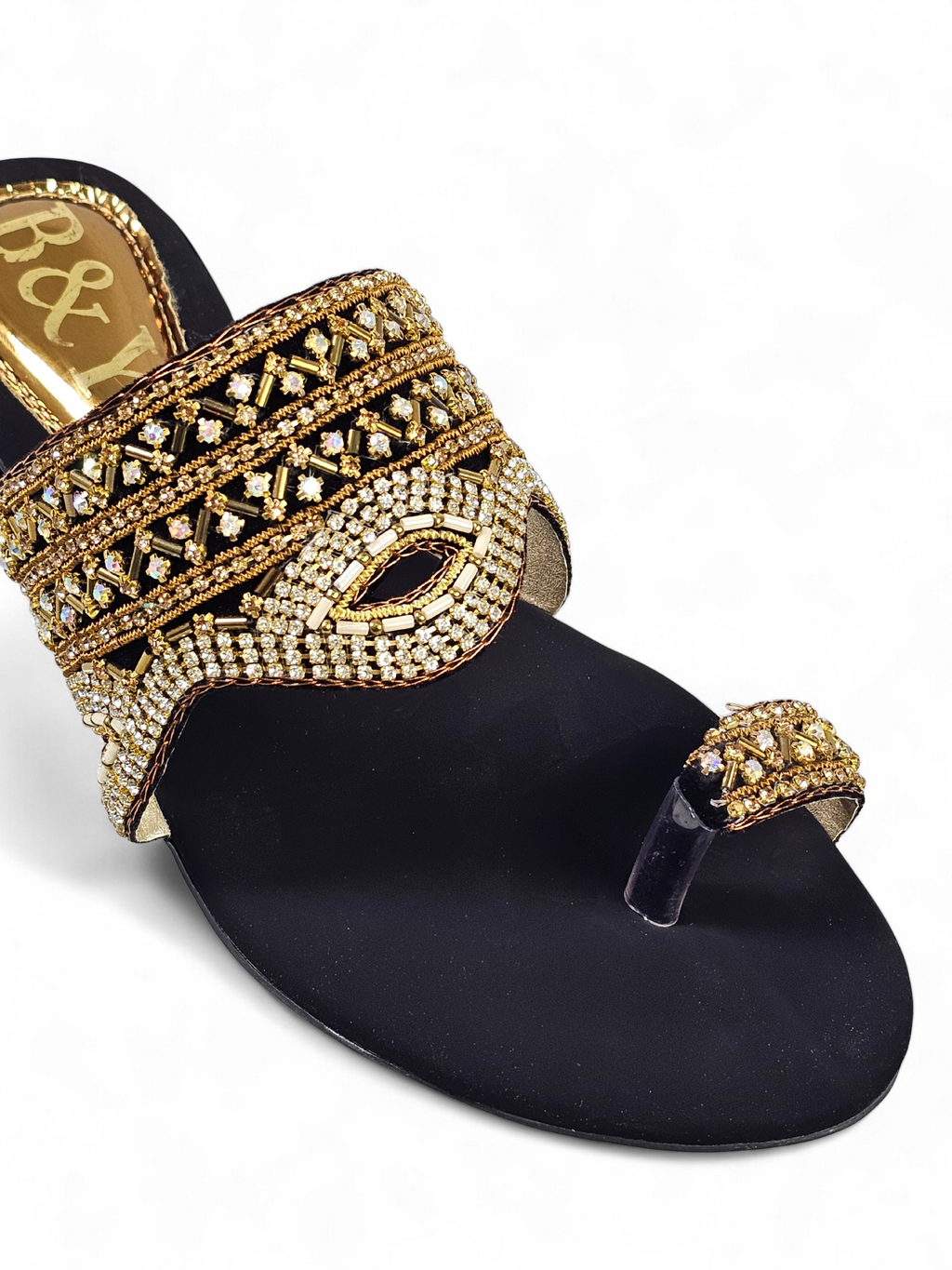 Pavira Black Block Heel Slip On Sandal - Bilwani & Yakoob