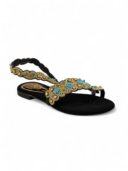 Orvella Black Flat Sandal