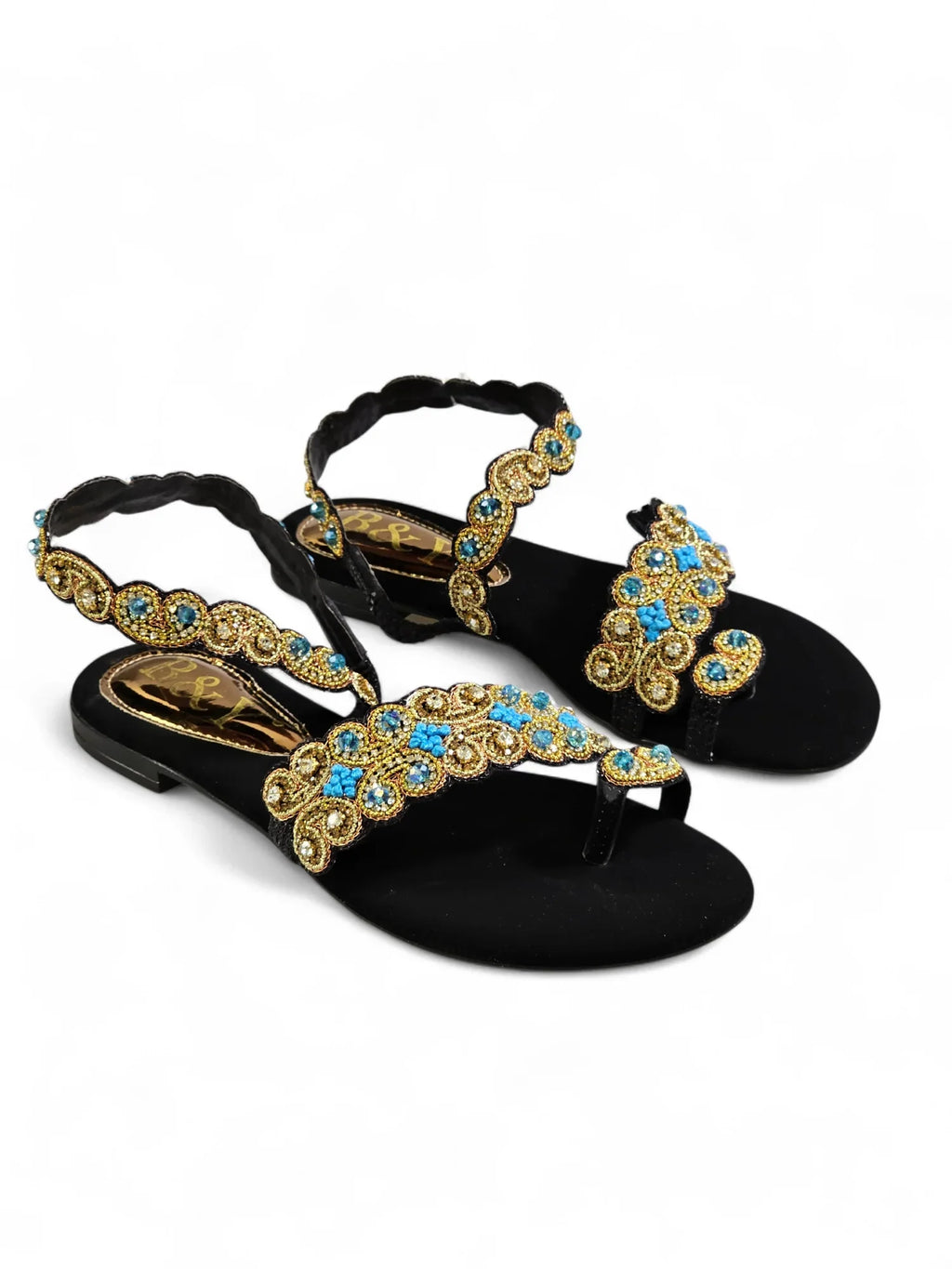 Orvella Black Flat Sandal - Bilwani & Yakoob