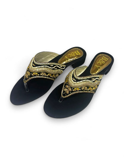 Zenith Black Block Heel Flip-Flop