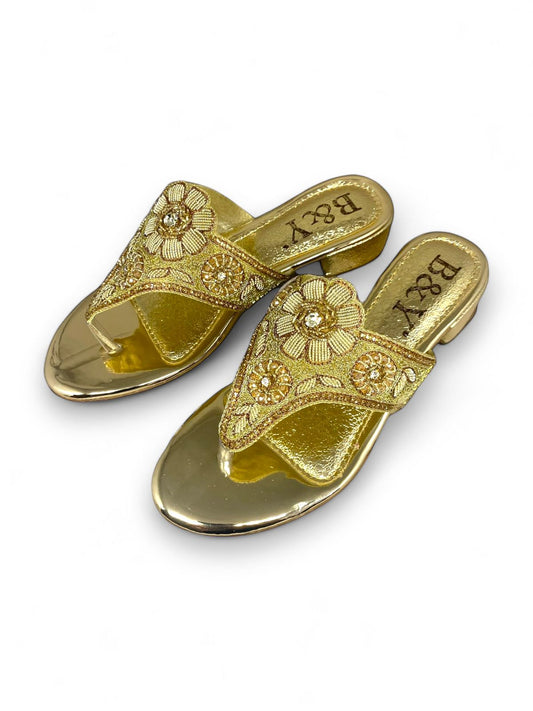 Reverie Golden Block Heel Flip-Flop
