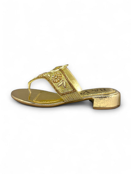 Reverie Golden Block Heel Flip-Flop