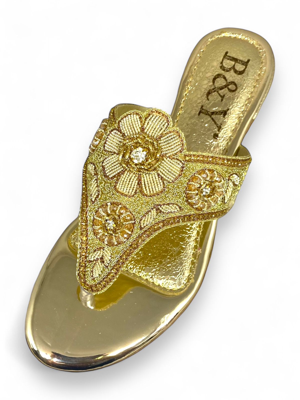 Reverie Golden Block Heel Flip-Flop