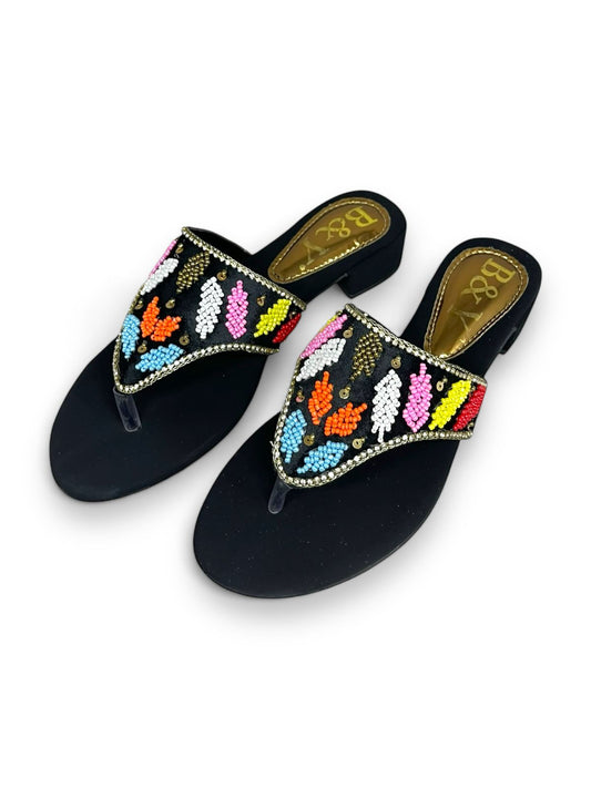Drape Black Block Heel Flip-Flop