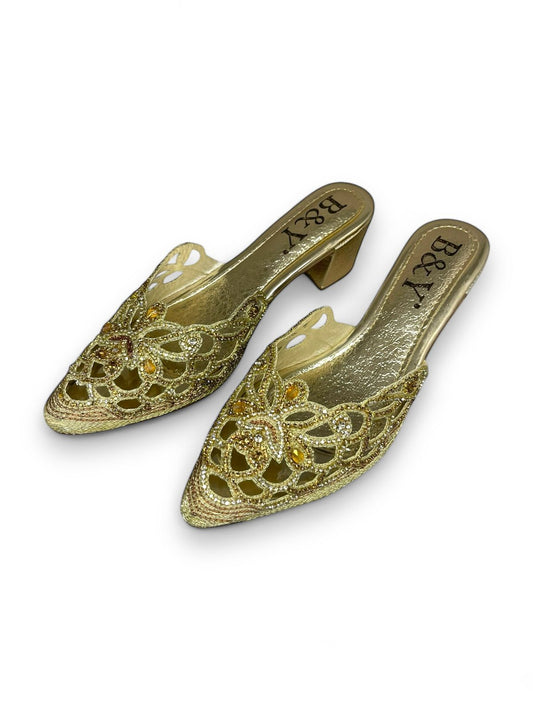 Roam Golden Mid Heel Mule