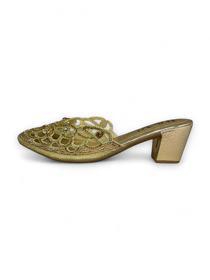 Roam Golden Mid Heel Mule