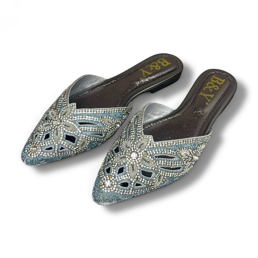 Delisse Silver Flat Mule