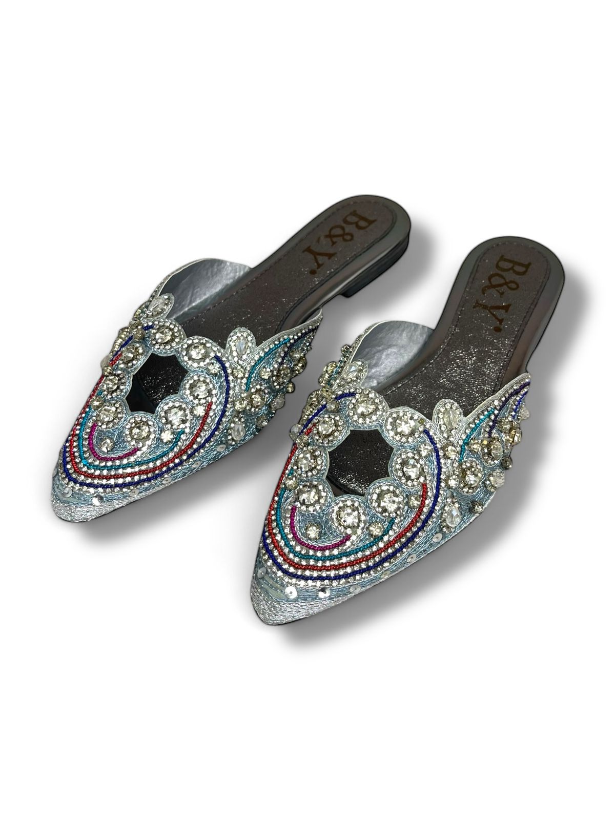 Glamour Silver Flat Mule