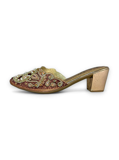 Zevela Bronze Mid Heel Mule