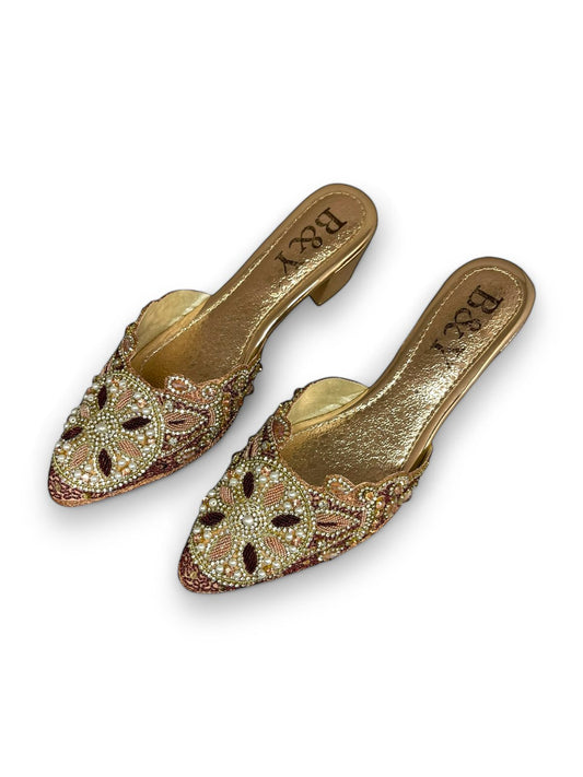 Zevela Bronze Mid Heel Mule