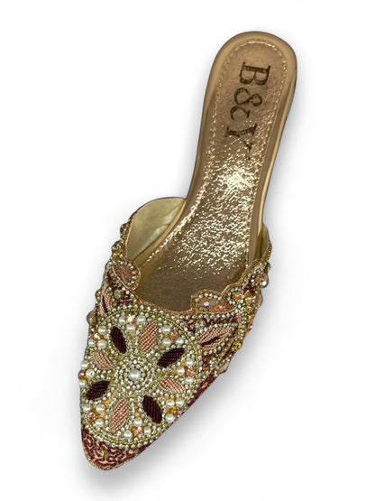 Zevela Bronze Mid Heel Mule